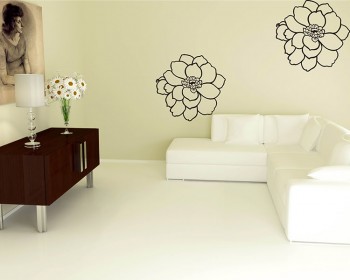 A Set of 2 Flowers Vinyl Decals Modern Wall Art